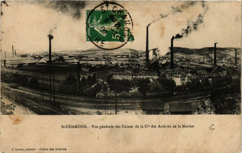 Carte postale ancienne Saint-Chamond Vue générale des Usines à Saint-Chamond