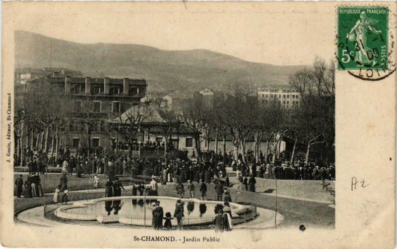 Carte postale ancienne Saint-Chamond Jardin Public à Saint-Chamond