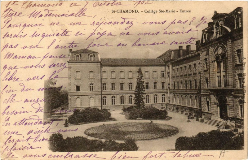 Carte postale ancienne Saint-Chamond College Sainte-Marie Entrée à Saint-Chamond