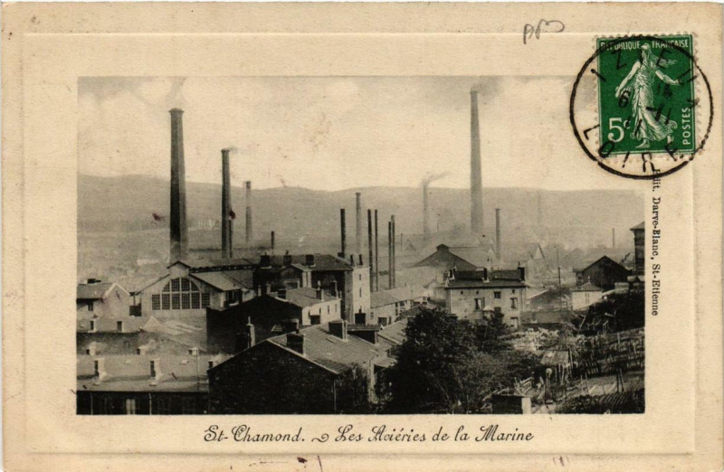 Carte postale ancienne Saint-Chamond Les Acieries de la Marine à Saint-Chamond