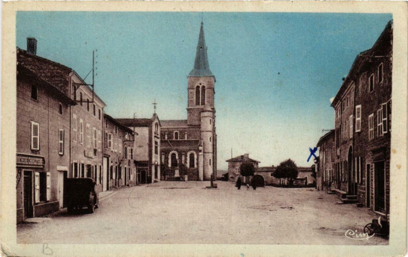 Carte postale ancienne Saint-Barthelemy-Lestra La Place à Saint-Barthélemy-Lestra