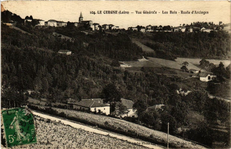 Carte postale ancienne Le Cergne Vue générale Les Bois au Cergne