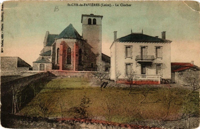 Carte postale ancienne Saint-Cyr-de-Favieres Le Clocher à Saint-Cyr-de-Favières