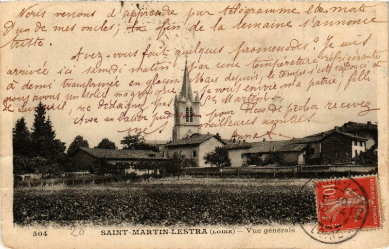 Carte postale ancienne Saint-Martin-Lestra Vue générale à Saint-Martin-Lestra