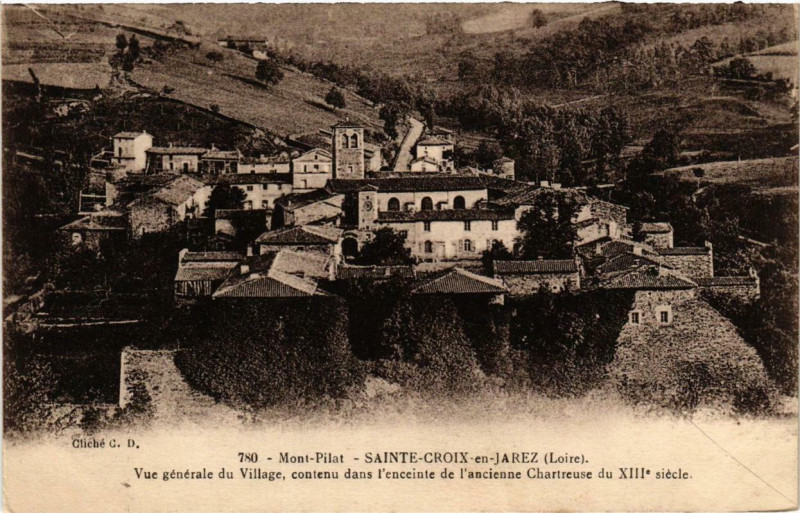Carte postale ancienne Mont Pilat Sainte-Croix-en-Jarez Vue générale du Village à Sainte-Croix-en-Jarez