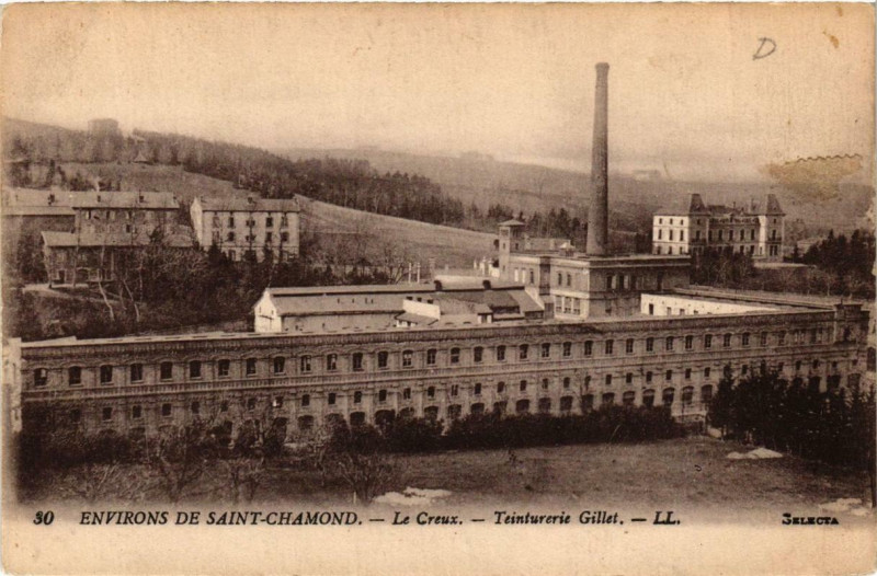 Carte postale ancienne Env. de Saint-Chamond-le-Creux Teinturerie Gillet à Saint-Chamond