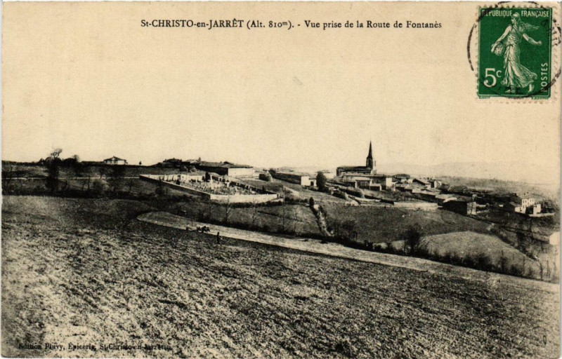 Carte postale ancienne Saint-Christo-en-Jarret Vue prise de la Route de Fontanés à Fontanès