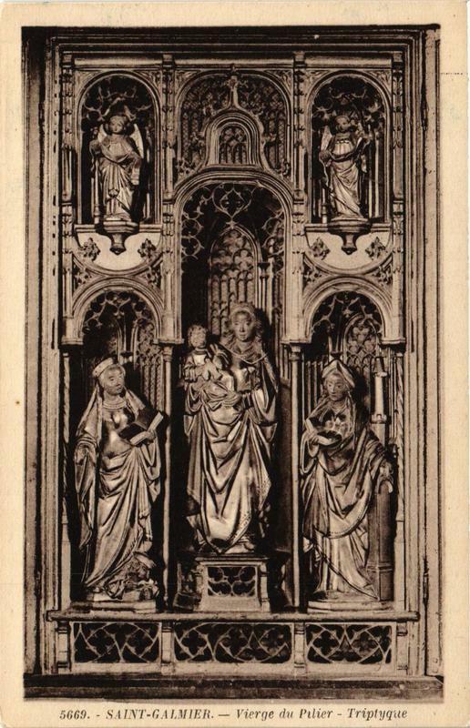 Carte postale ancienne Saint-Galmier Vierge du Pilier-Triptyque à Saint-Galmier