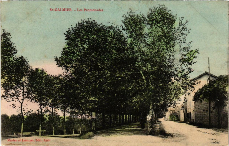 Carte postale ancienne Saint-Galmier Les Promenades à Saint-Galmier