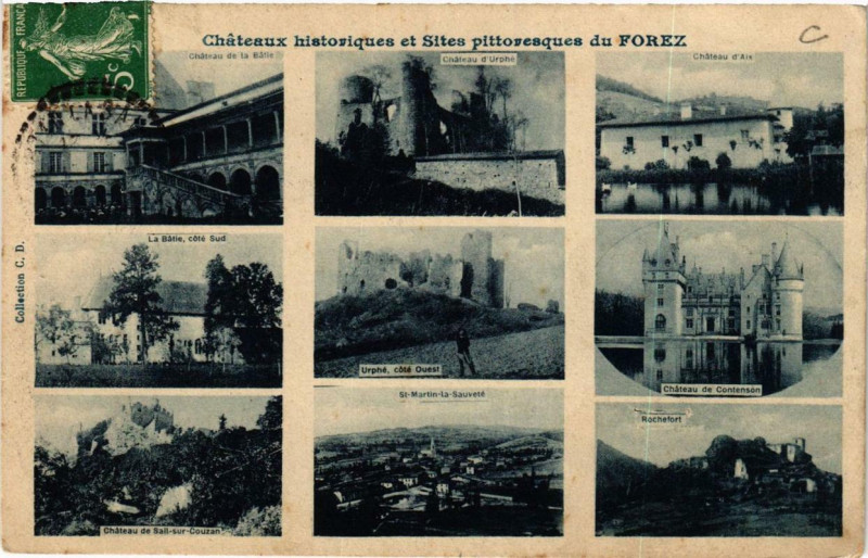 Carte postale ancienne Chateaux historiques et Sites pittoresques du Forez