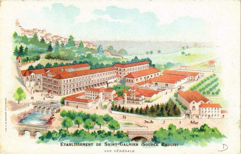Carte postale ancienne Etabl. de Saint-Galmier Vue générale à Saint-Galmier