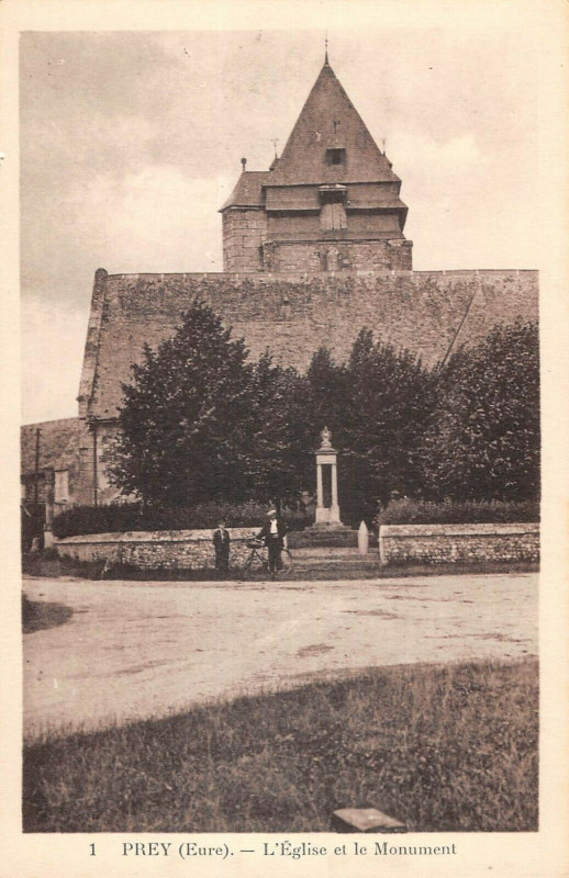Carte postale ancienne Prey L'Eglise Et Le Monument à Prey