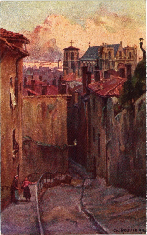 Carte postale ancienne Lyon Ancien - La Montée de Tirecul à Lyon
