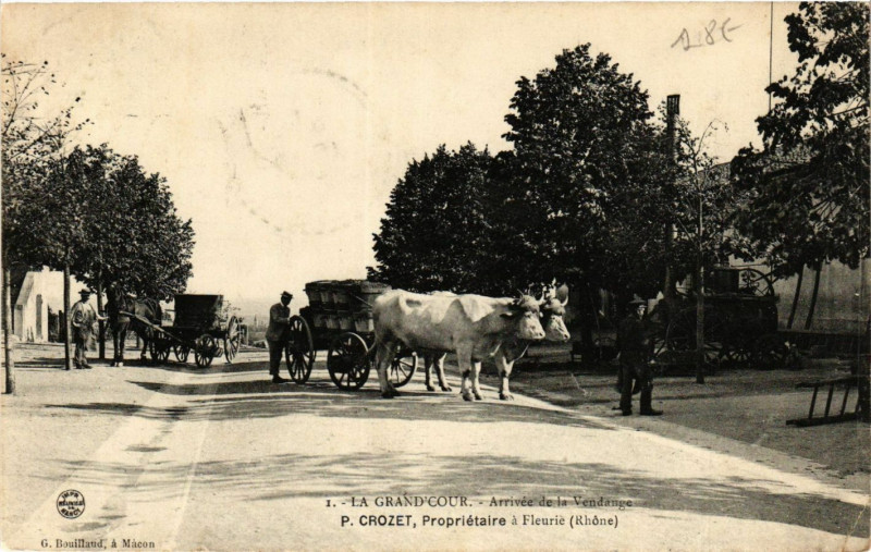 Carte postale ancienne La Grand Cour - Arrivée de la Vendange - P. Crozet