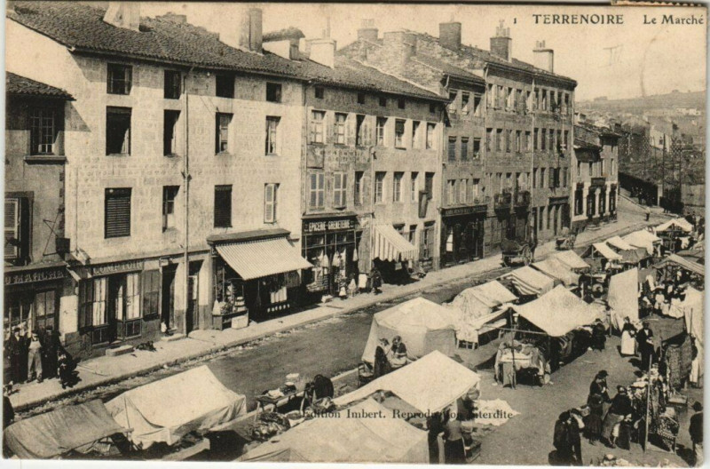 Carte postale ancienne Terrenoire Le Marché Market