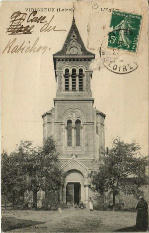 Carte postale ancienne Virigneux L'Eglise à Virigneux