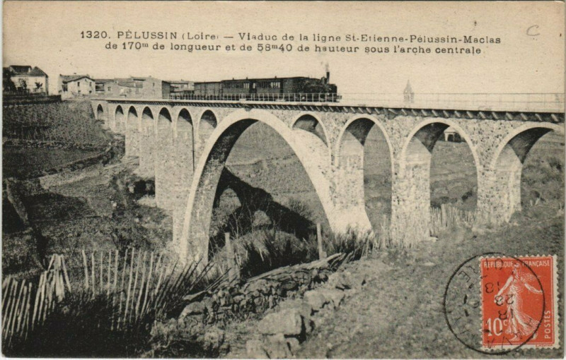 Carte postale ancienne Pelussin Viaduc de la ligne Saint-Etienne-Pelussin-Maclas à Pélussin