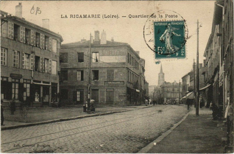 Carte postale ancienne La Ricamarie Quartier de la Poste à La Ricamarie