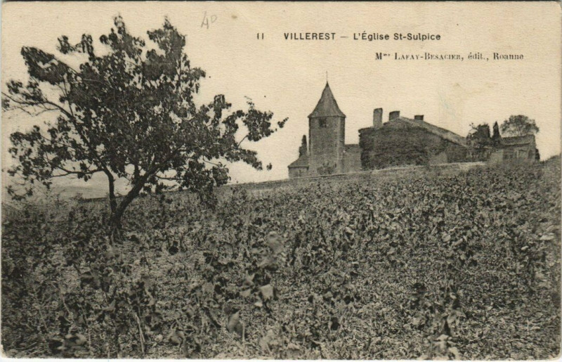 Carte postale ancienne Villerest Eglise Saint-Sulpice à Villerest