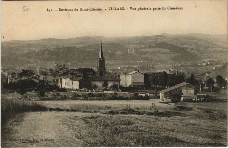 Carte postale ancienne Vue générale prise du Cimetière à Villars