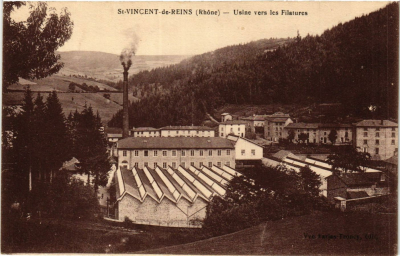 Carte postale ancienne Saint-Vincent de Reins - Usine vers les Filatures à Saint-Vincent-de-Reins