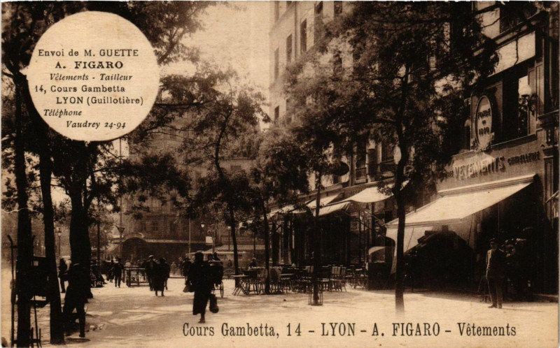 Carte postale ancienne Lyon - A. Figaro - Vetements à Lyon