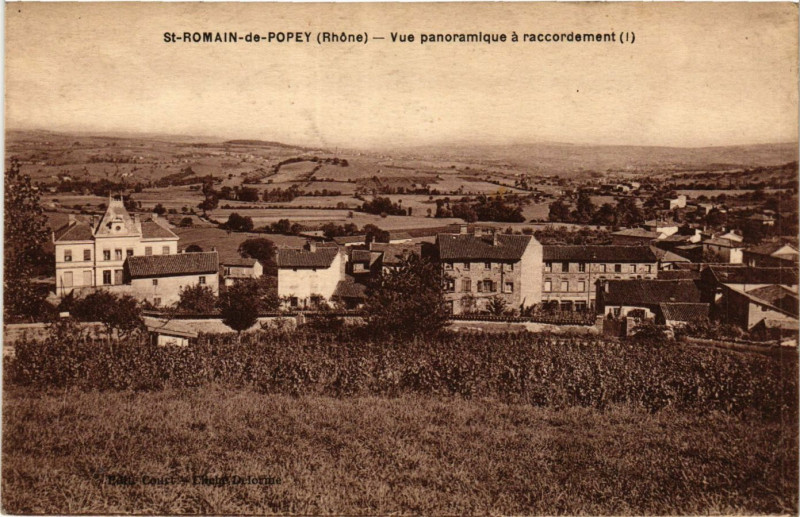 Carte postale ancienne Saint-Romain-de-Popey - Vue panoramique a raccordement à Saint-Romain-de-Popey