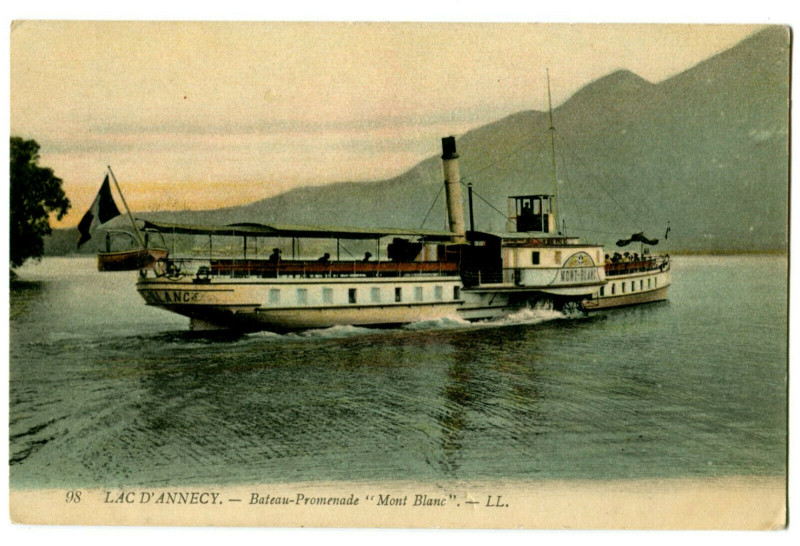 Carte postale ancienne Haute-Savoie Lac d'Annecy Bateau-Promenade Mont-Blanc à Annecy
