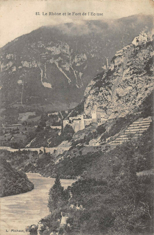 Carte postale ancienne Le Rhone Et Le Fort De L'Ecluse