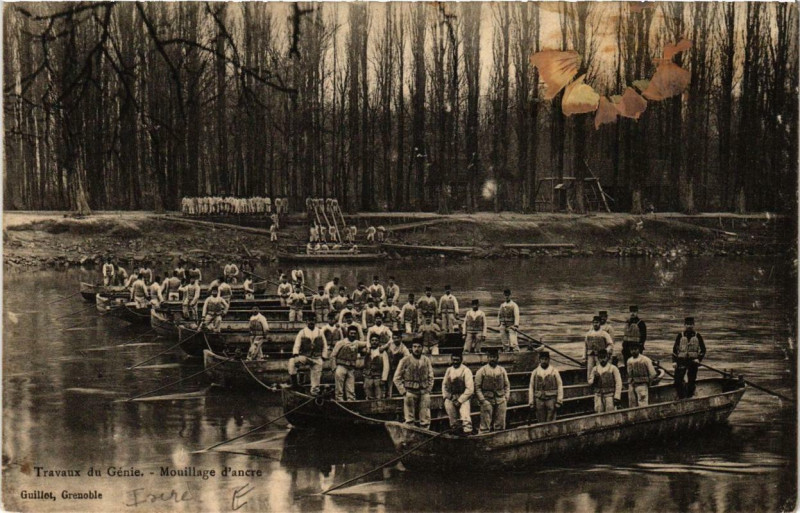 Carte postale ancienne Travaux du Génie.-Mouillage d'ancre