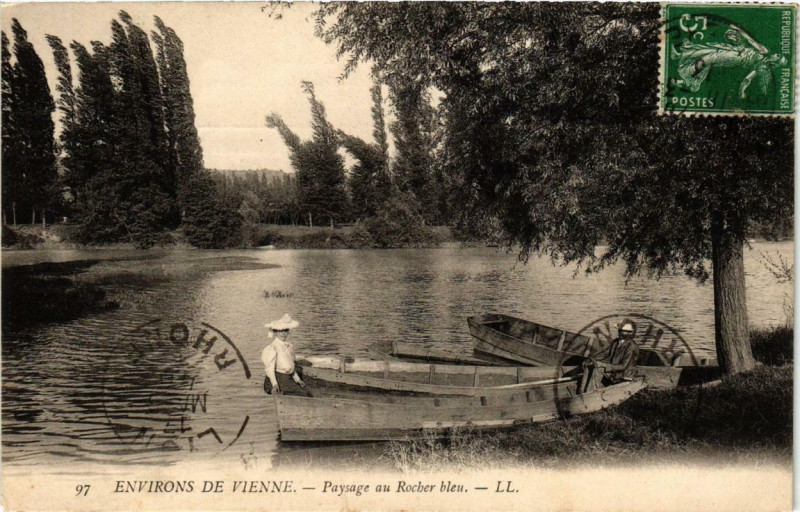 Carte postale ancienne Env. de Vienne - Paysage au Rocher bleu à Vienne