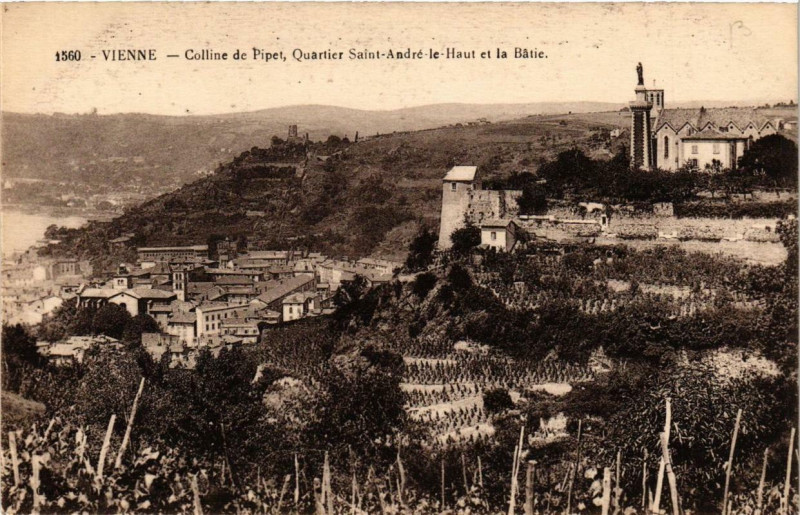 Carte postale ancienne Vienne - Colline de Pipet Quartier Saint-Andre-le-Haut et la Batie à Vienne