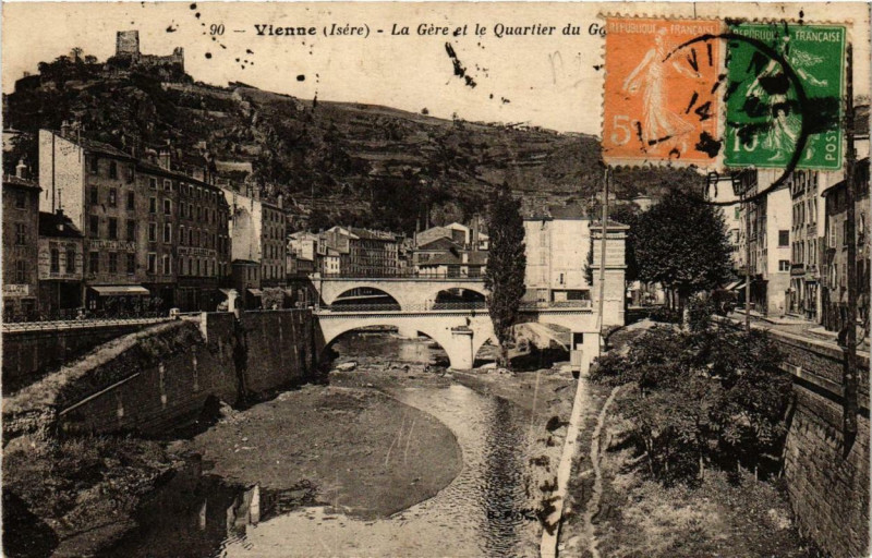 Carte postale ancienne Vienne - La Gere et le Quartier à Vienne