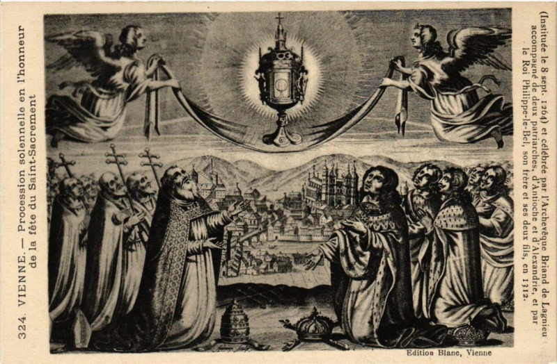 Carte postale ancienne Vienne Process.solennelle en l'honneur de la Fete du Saint-Sacrement à Vienne
