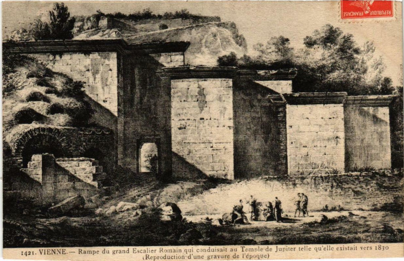 Carte postale ancienne Vienne - Rampe du grand Escalier Romain à Vienne