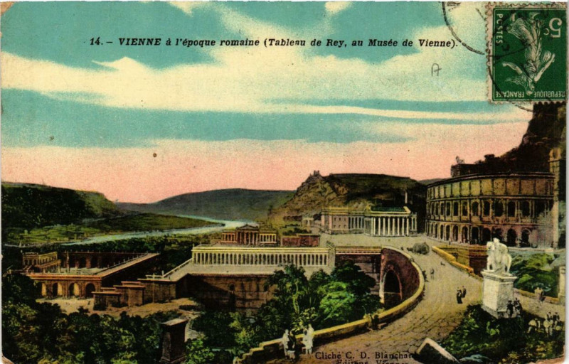Carte postale ancienne Vienne a l'époque romaine Tableau de Rey au Musée de Vienne à Vienne