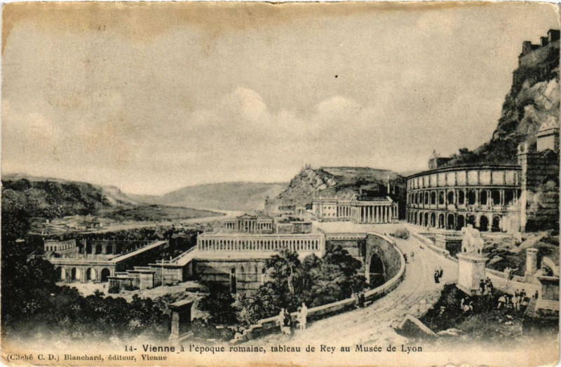 Carte postale ancienne Vienne a l'époque romaine tableau de Rey au Musée de Lyon à Vienne