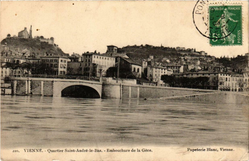 Carte postale ancienne Vienne - Quartier Saint-Andre le Bas-Embouchure de la Gere à Vienne