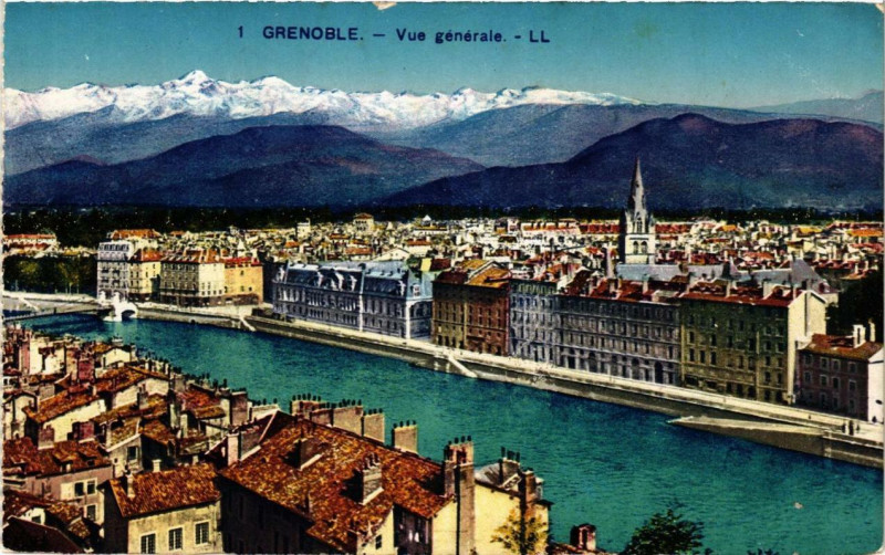 Carte postale ancienne Grenoble - Vue générale à Grenoble