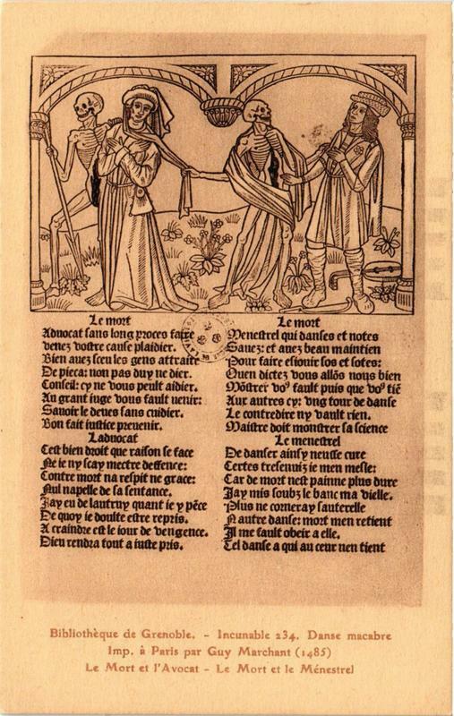 Carte postale ancienne Grenoble Le Mort et l'Avocat Le Mort et le Menestrel à Grenoble