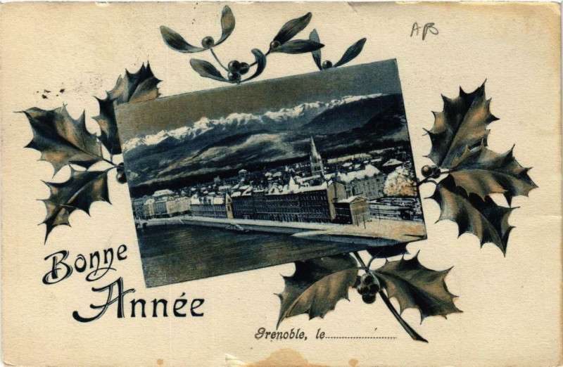 Carte postale ancienne Grenoble Bonne Année à Grenoble