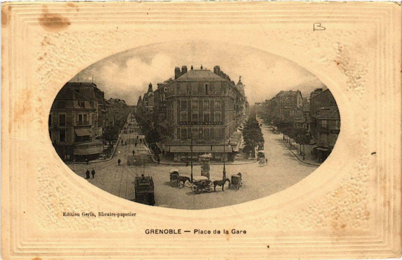 Carte postale ancienne Grenoble Place de la Gare à Grenoble