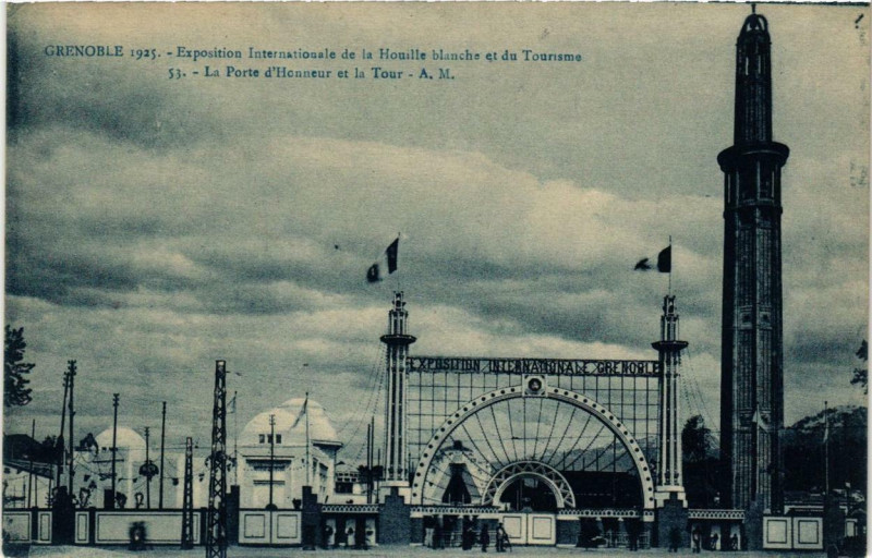 Carte postale ancienne Grenoble La Porte d'Honneur et la Tour à Grenoble