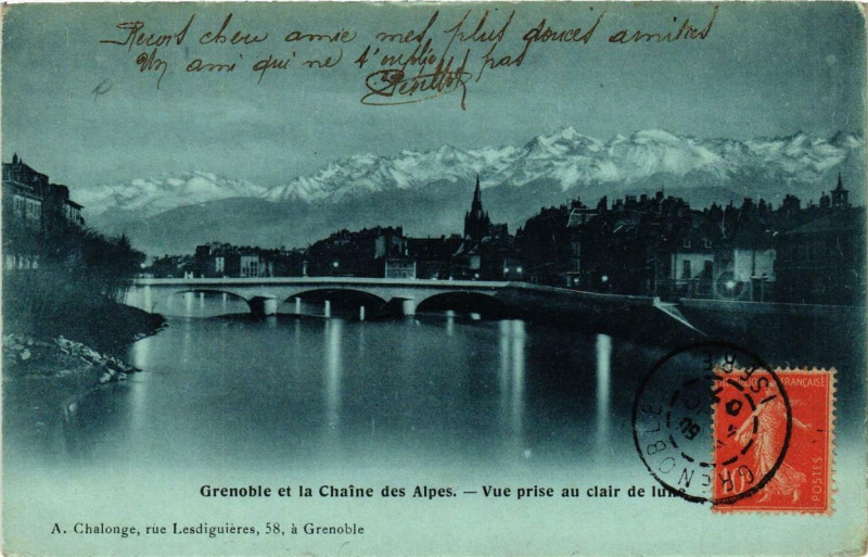 Carte postale ancienne Grenoble et la chaine des Alpes à Grenoble
