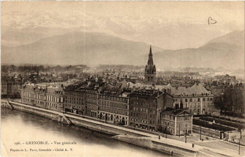 Carte postale ancienne Grenoble Vue générale à Grenoble