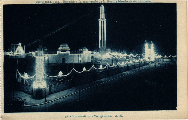 Carte postale ancienne Grenoble Illuminations Vue générale à Grenoble