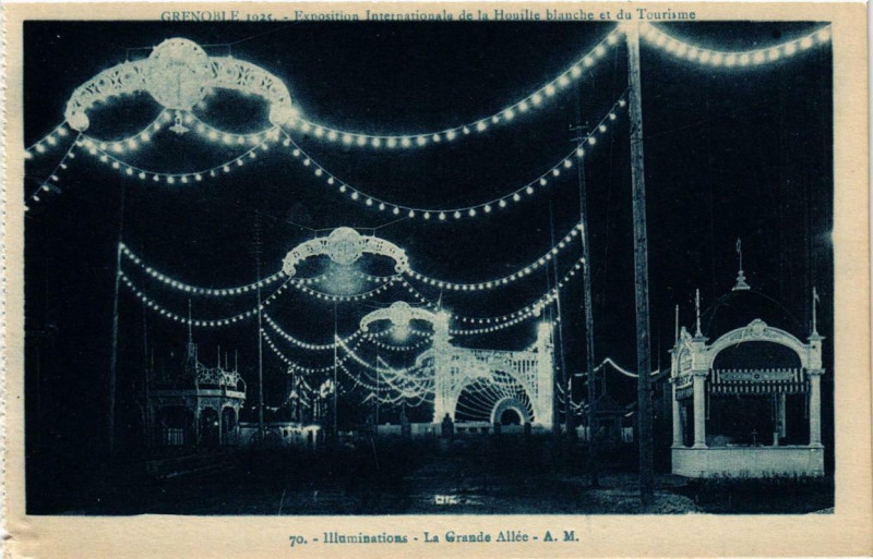 Carte postale ancienne Grenoble Illuminations La Grande Allée à Grenoble