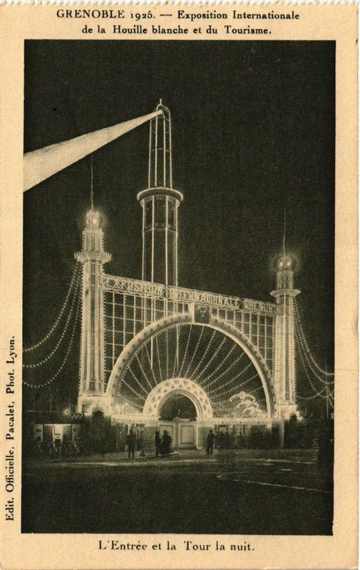 Carte postale ancienne Grenoble L'Entrée et la Tour la nuit à Grenoble