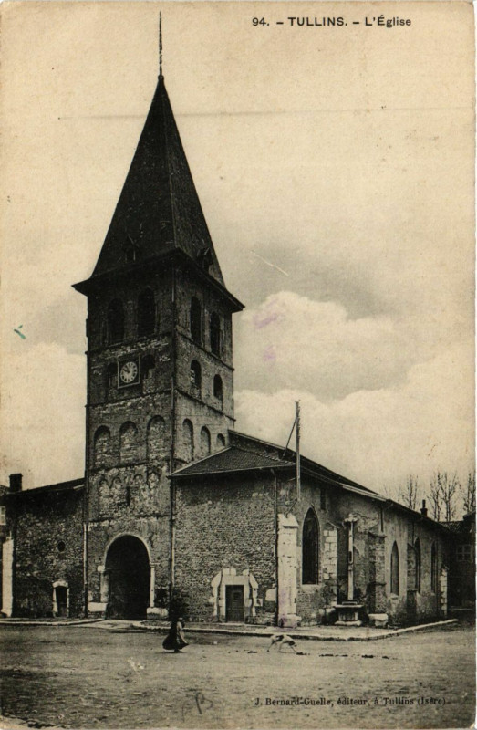 Carte postale ancienne Tullins - L'Eglise à Tullins