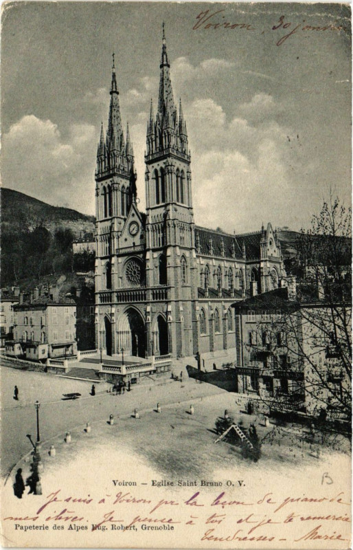 Carte postale ancienne Voiron - Eglise Saint-Bruno O.V à Voiron